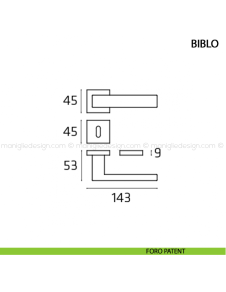 Maniglia per porta Biblo Comit foro patent