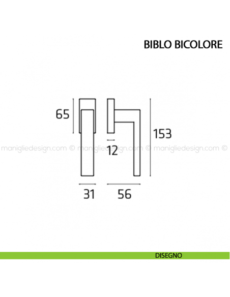 Maniglia per finestra martellina DK Biblo bicolore Comit disegno