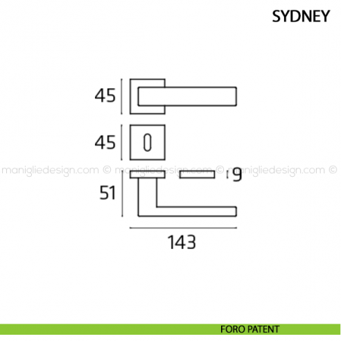 Maniglia per porta Sydney Comit foro patent