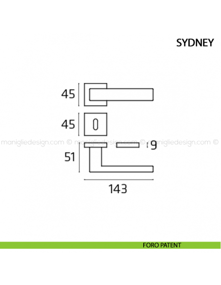 Maniglia per porta Sydney Comit foro patent