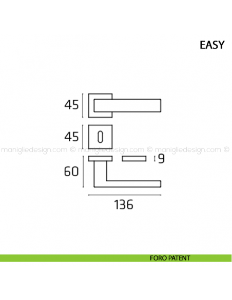 Maniglia per porta Easy Comit foro patent