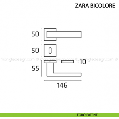 Maniglia per porta Zara bicolore Comit foro patent