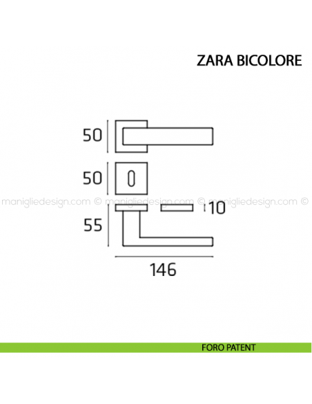 Maniglia per porta Zara bicolore Comit foro patent