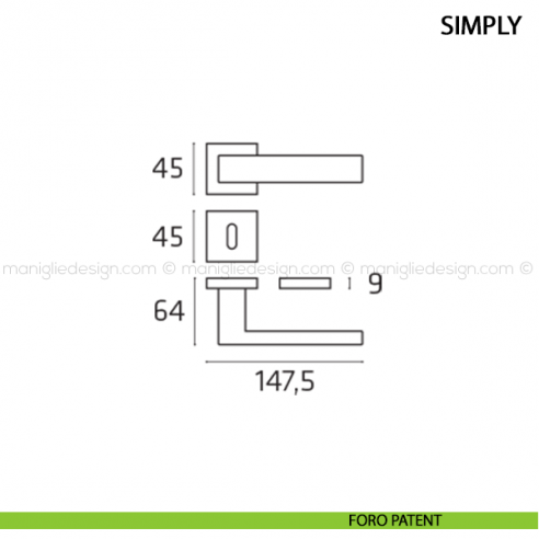 Maniglia per porta Simply Comit foro patent