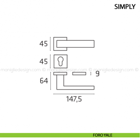 Maniglia per porta Simply Comit foro yale