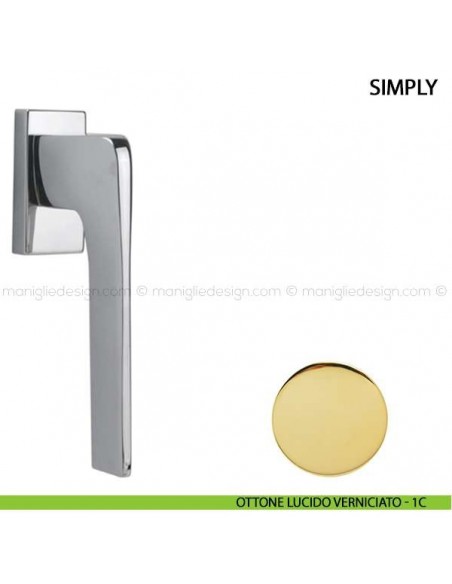 Maniglia per finestra martellina DK Simply Comit ottone lucido verniciato
