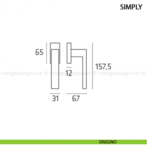 Maniglia per finestra martellina DK Simply Comit disegno