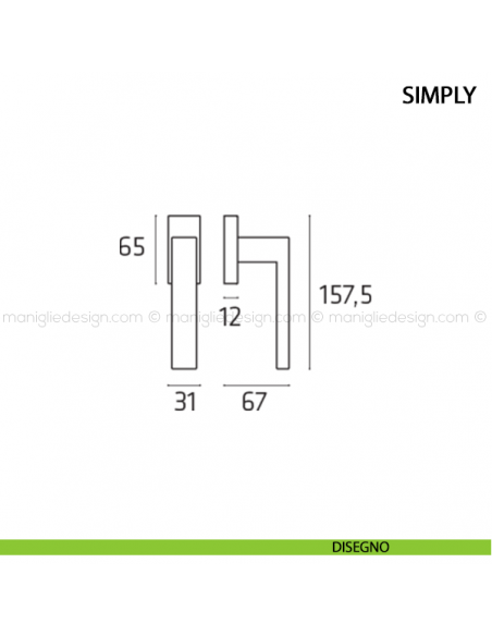 Maniglia per finestra martellina DK Simply Comit disegno