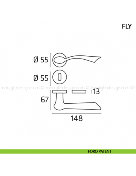 Maniglia per porta Fly Comit foro patent