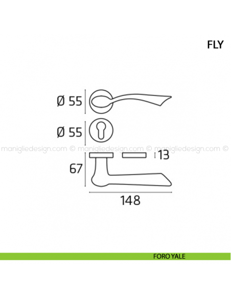 Maniglia per porta Fly Comit foro yale