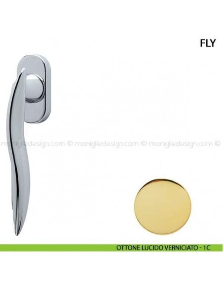 Maniglia per finestra martellina DK Fly Comit ottone lucido verniciato