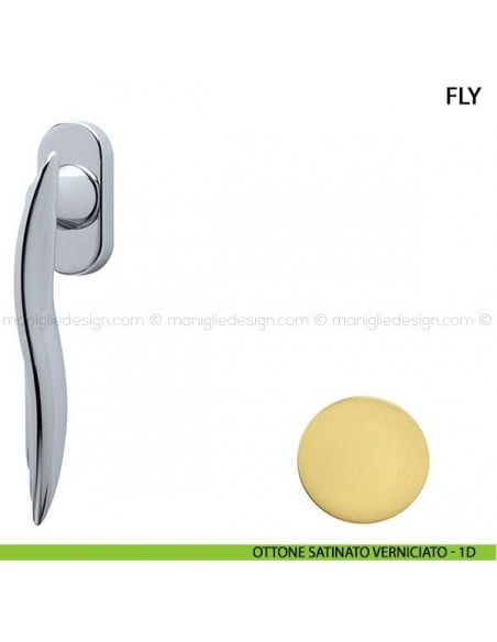 Maniglia per finestra martellina DK Fly Comit ottone satinato verniciato