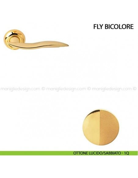 Maniglia per porta Fly bicolore Comit ottone lucido/sabbiato