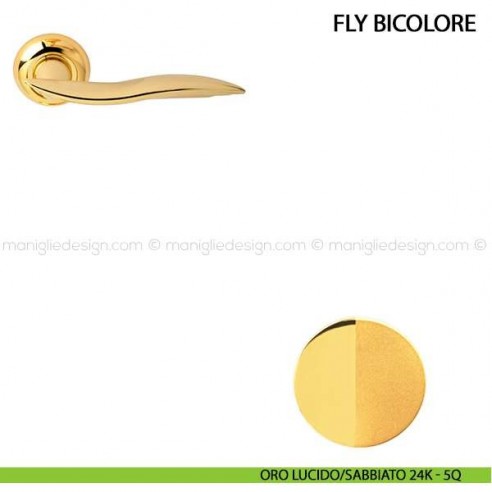 Maniglia per porta Fly bicolore Comit oro lucido/sabbiato 24K