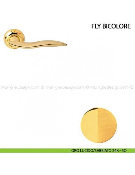 Maniglia per porta Fly bicolore Comit oro lucido/sabbiato 24K