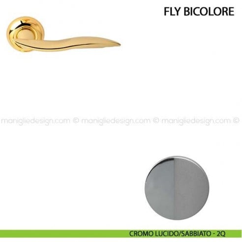 Maniglia per porta Fly bicolore Comit cromo lucido/sabbiato