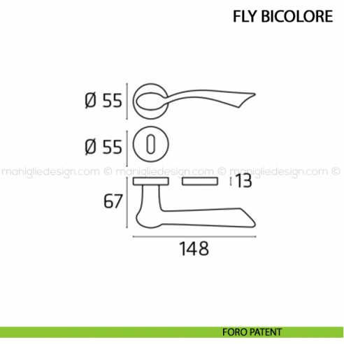 Maniglia per porta Fly bicolore Comit foro patent