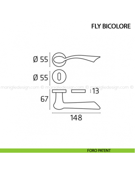 Maniglia per porta Fly bicolore Comit foro patent