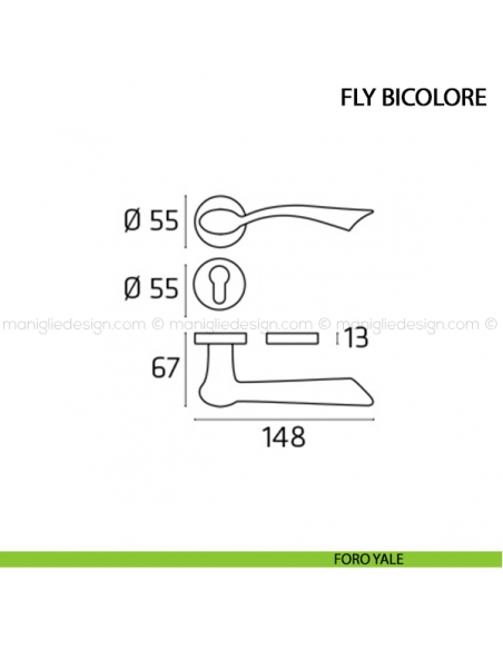 Maniglia per porta Fly bicolore Comit foro yale