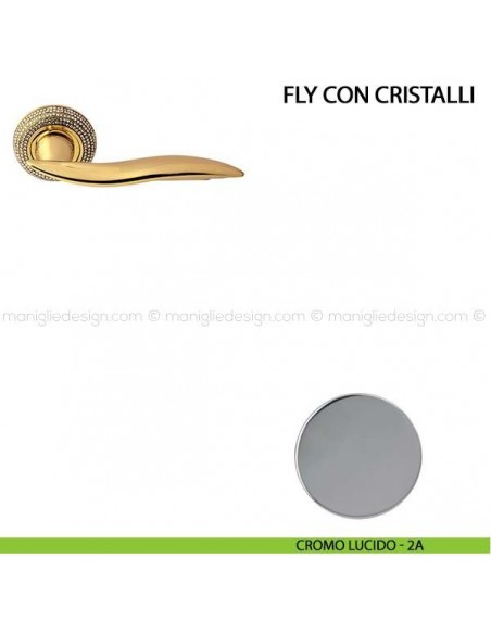 Maniglia per porta Fly con cristalli Comit cromo lucido