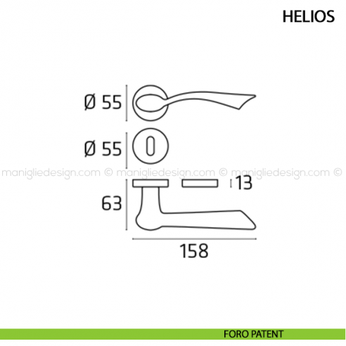 Maniglia per porta Helios Comit foro patent