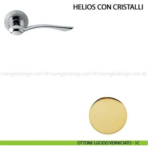 Maniglia per porta Helios con cristalli Comit ottone lucido verniciato