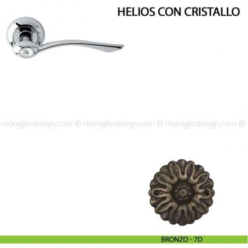Maniglia per porta Helios con cristallo Comit bronzo