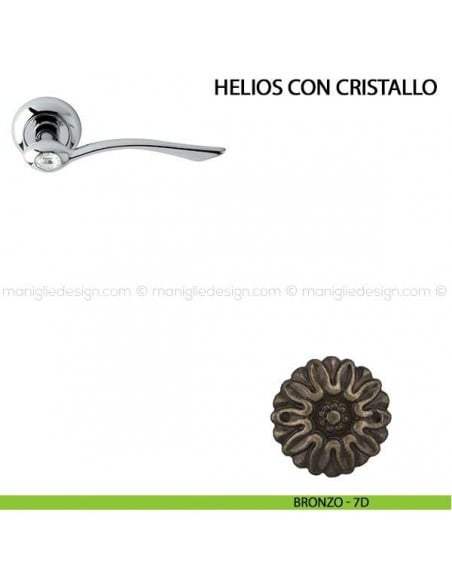 Maniglia per porta Helios con cristallo Comit bronzo