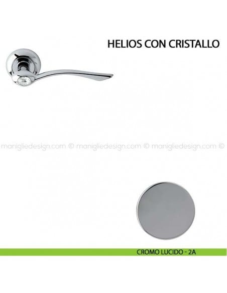 Maniglia per porta Helios con cristallo Comit cromo lucido