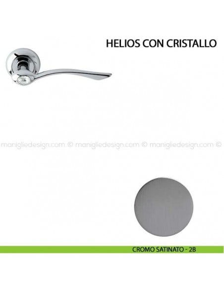 Maniglia per porta Helios con cristallo Comit cromo satinato