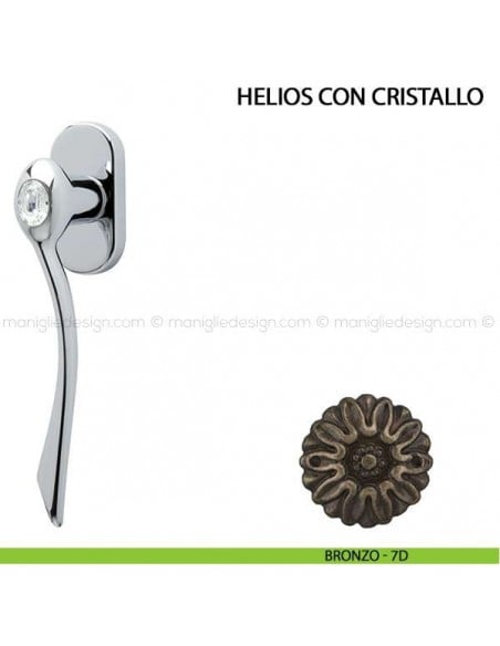 Maniglia per finestra martellina DK Helios con cristallo Comit bronzo