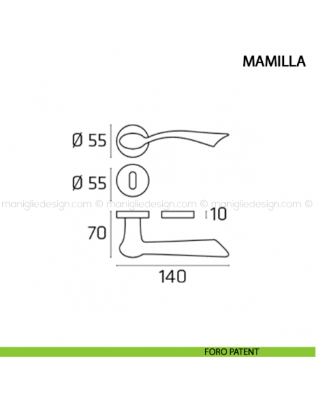 Maniglia per porta Mamilla Comit foro patent