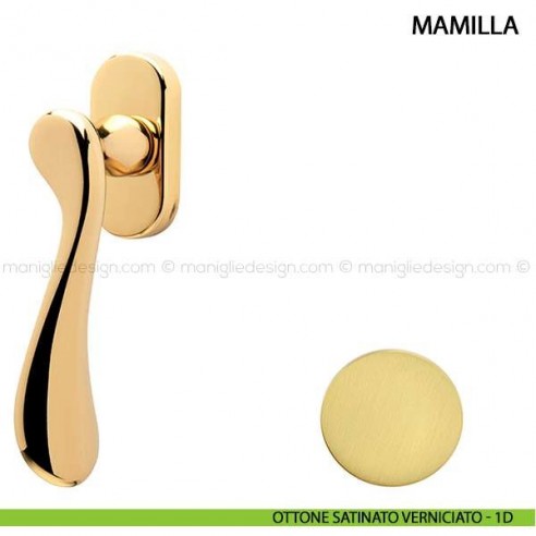 Maniglia per finestra martellina DK Mamilla Comit ottone satinato verniciato
