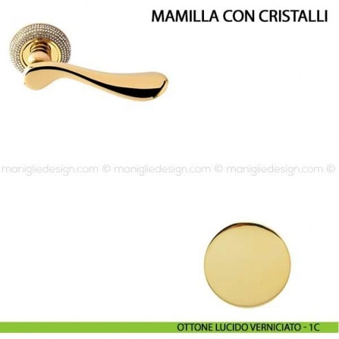 Maniglia per porta Mamilla con cristalli Comit ottone lucido verniciato