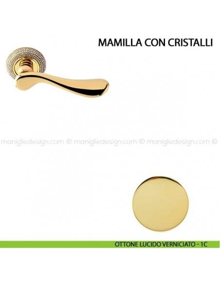 Maniglia per porta Mamilla con cristalli Comit ottone lucido verniciato