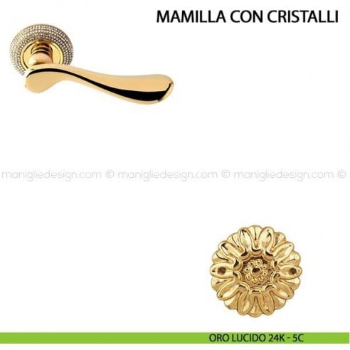 Maniglia per porta Mamilla con cristalli Comit oro lucido 24K
