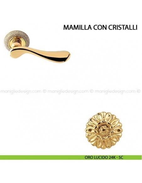 Maniglia per porta Mamilla con cristalli Comit oro lucido 24K