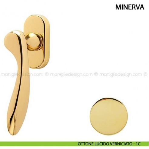 Maniglia per finestra martellina DK Minerva Comit ottone lucido verniciato