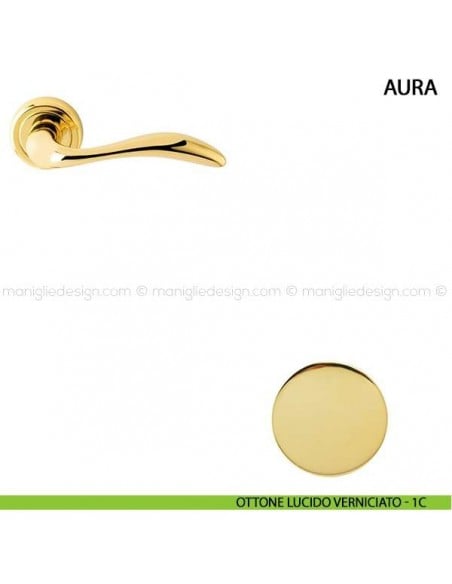 Maniglia per porta Aura Comit ottone lucido verniciato