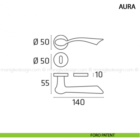Maniglia per porta Aura Comit foro patent