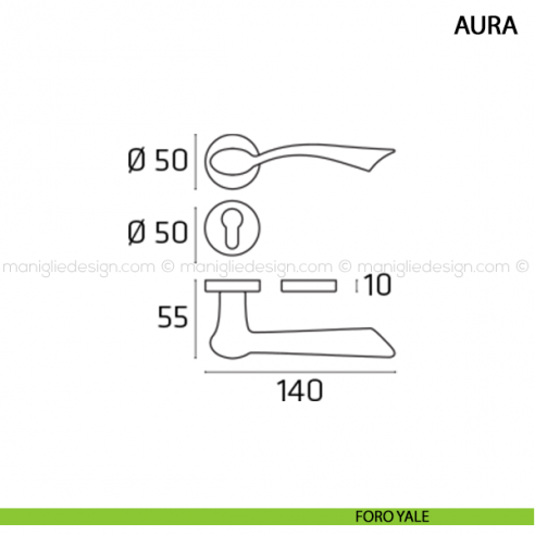 Maniglia per porta Aura Comit foro yale