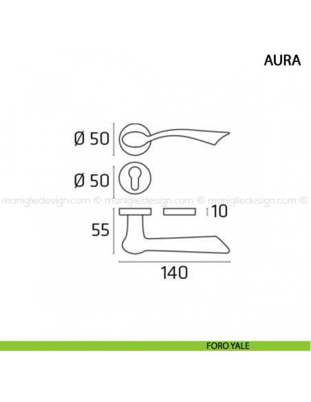 Maniglia per porta Aura Comit foro yale