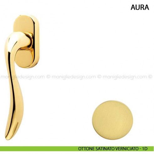Maniglia per finestra martellina DK Aura Comit ottone satinato verniciato
