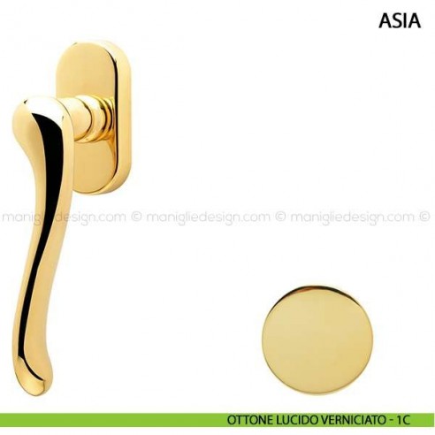 Maniglia per finestra martellina DK Asia Comit ottone lucido verniciato