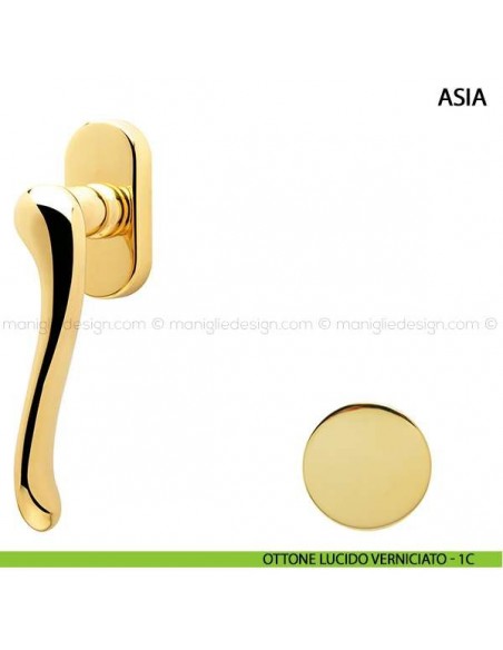 Maniglia per finestra martellina DK Asia Comit ottone lucido verniciato