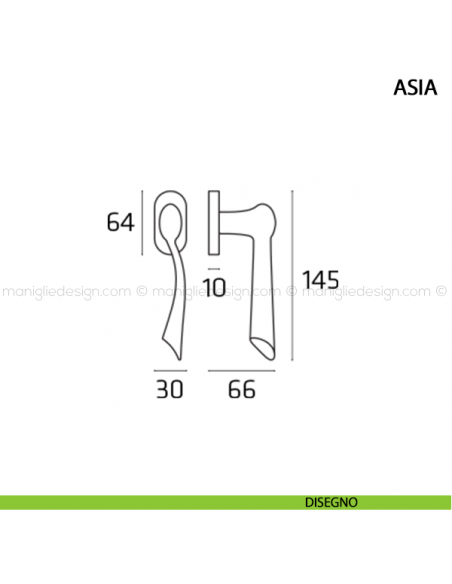 Maniglia per finestra martellina DK Asia Comit disegno