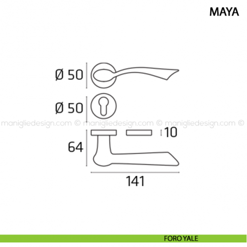 Maniglia per porta Maya Comit foro yale