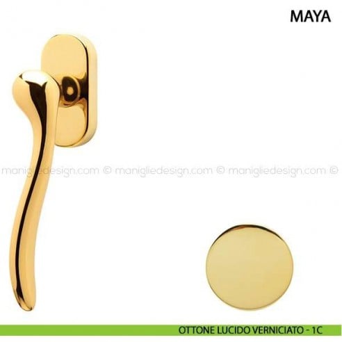 Maniglia per finestra martellina DK Maya Comit ottone lucido verniciato