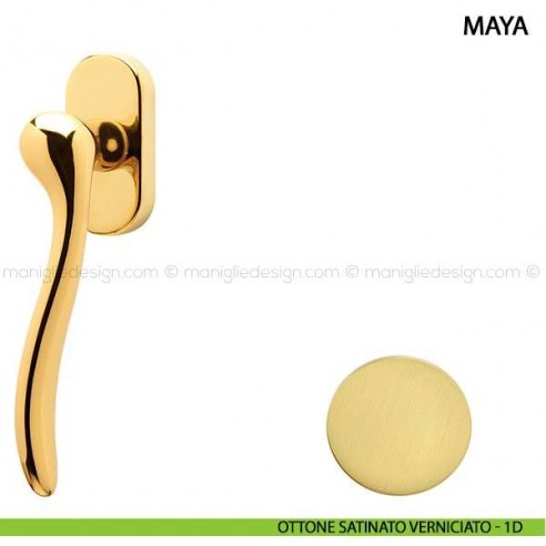 Maniglia per finestra martellina DK Maya Comit ottone satinato verniciato