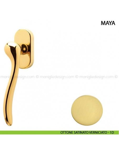 Maniglia per finestra martellina DK Maya Comit ottone satinato verniciato